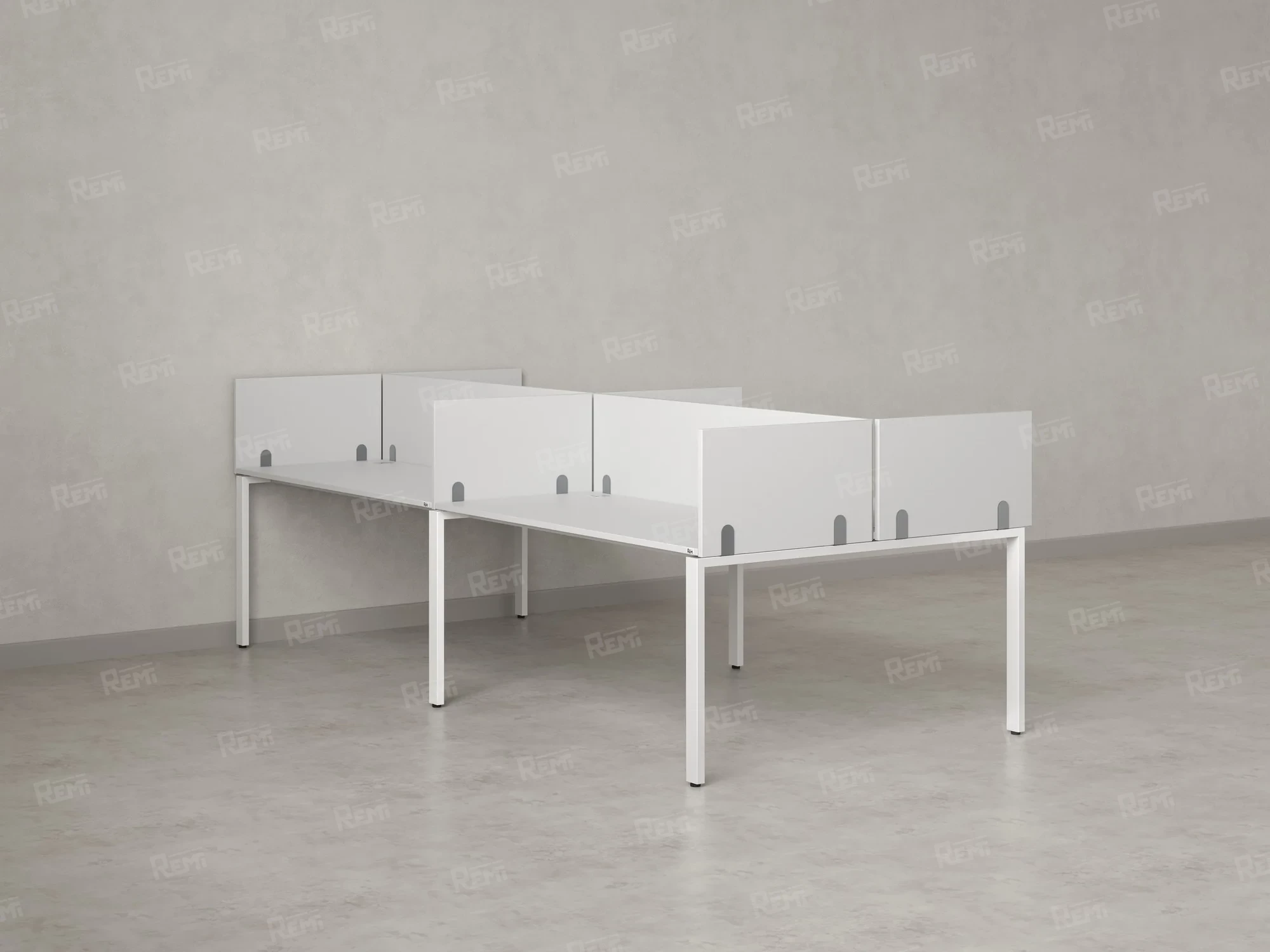 Бенч-система, 4 рабочих места, на П-образных опорах, 8 ЛДСП экранов 2000x1200x750 RM166-2-10x12 Белый/Белый