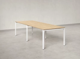 Cтол для переговоров, на П-образном каркасе 2500x1400x750 RM080-250x140 Вяз Швейцарский светлый/Белый