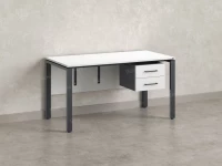 Стол прямой, подвесная тумба, ЛДСП экран, П-опора 1800x800x750 RM031-18x8 Белый/Серый