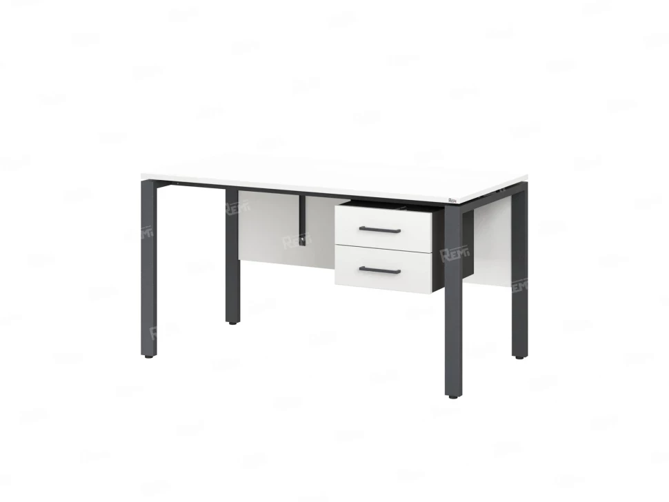 Стол прямой, подвесная тумба, ЛДСП экран, П-опора 1800x800x750 RM031-18x8 Белый/Серый