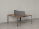 Бенч-система, 2 рабочих места, с одним тканевым экраном 1400x1400x750 RM165-1-14x14 Дуб Юстус/Серый