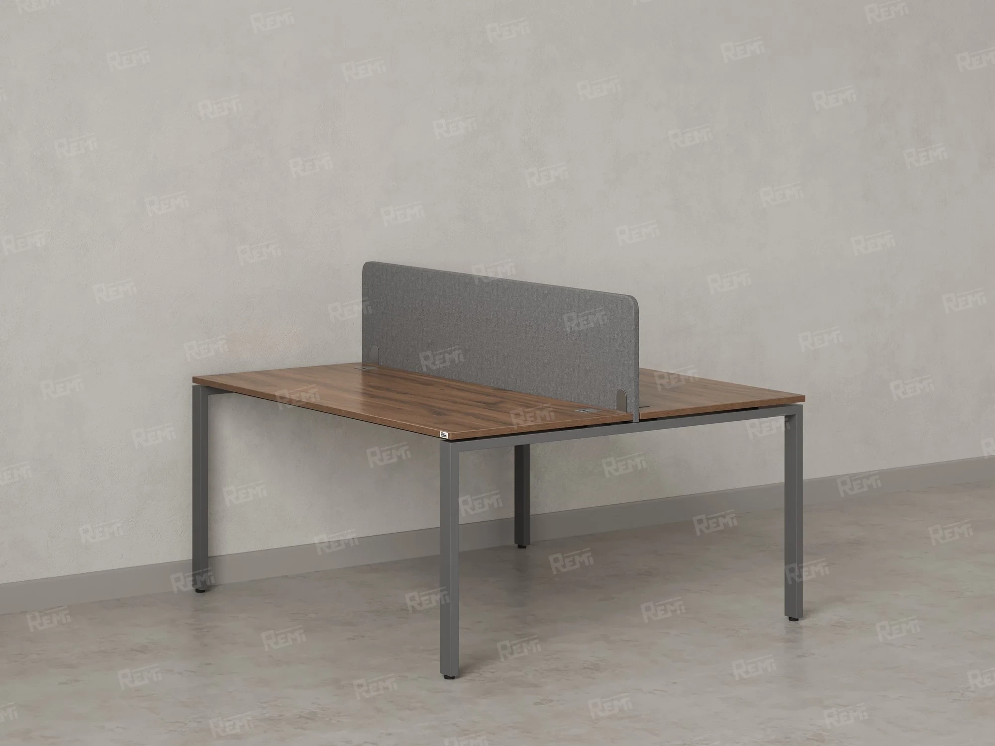 Бенч-система, 2 рабочих места, с одним тканевым экраном 1400x1400x750 RM165-1-14x14 Дуб Юстус/Серый