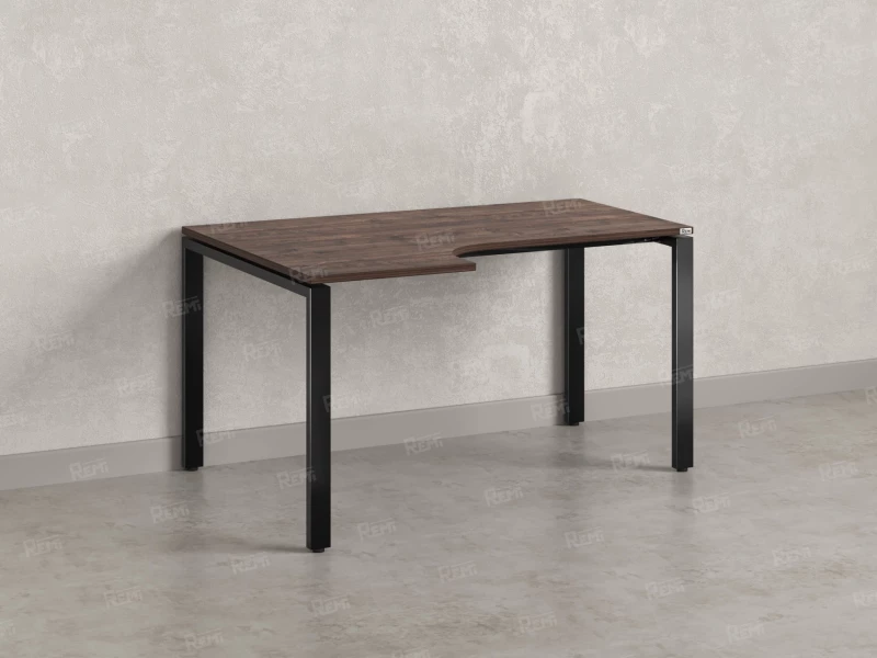 Стол угловой, П-опора, левый 1800x800/1000x750, RM053-18x8-10 Дуб Апрельский шоколад/Черный