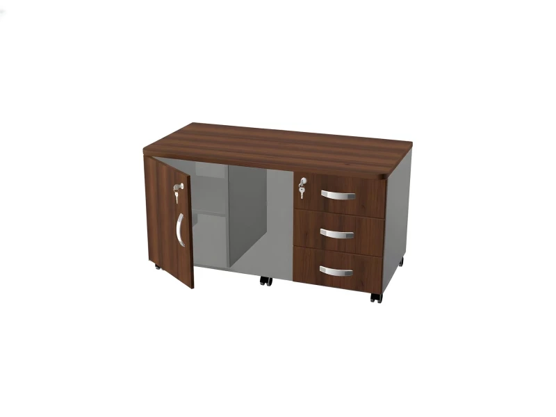 BRL RB034-110х56 Сервисная тумба для копир. техники 1100х560х740 Орех Вармия/Серый вулканический