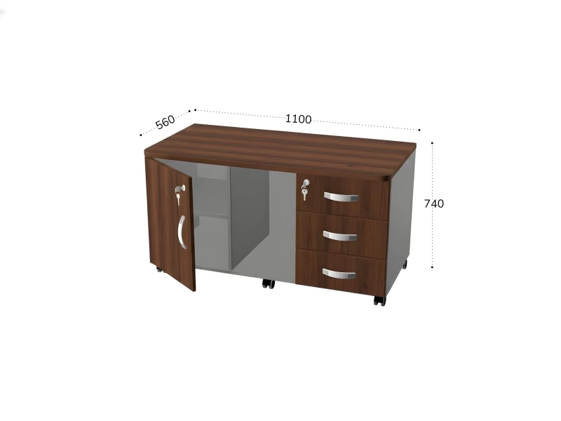 BRL RB034-110х56 Сервисная тумба для копир. техники 1100х560х740 Орех Вармия/Серый вулканический