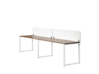 Бенч-система в 1 ряд, 2 рабочих места 2 тканевых экранов 2700x600x750 RM168-3-27x6 Дуб Юстус/Белый