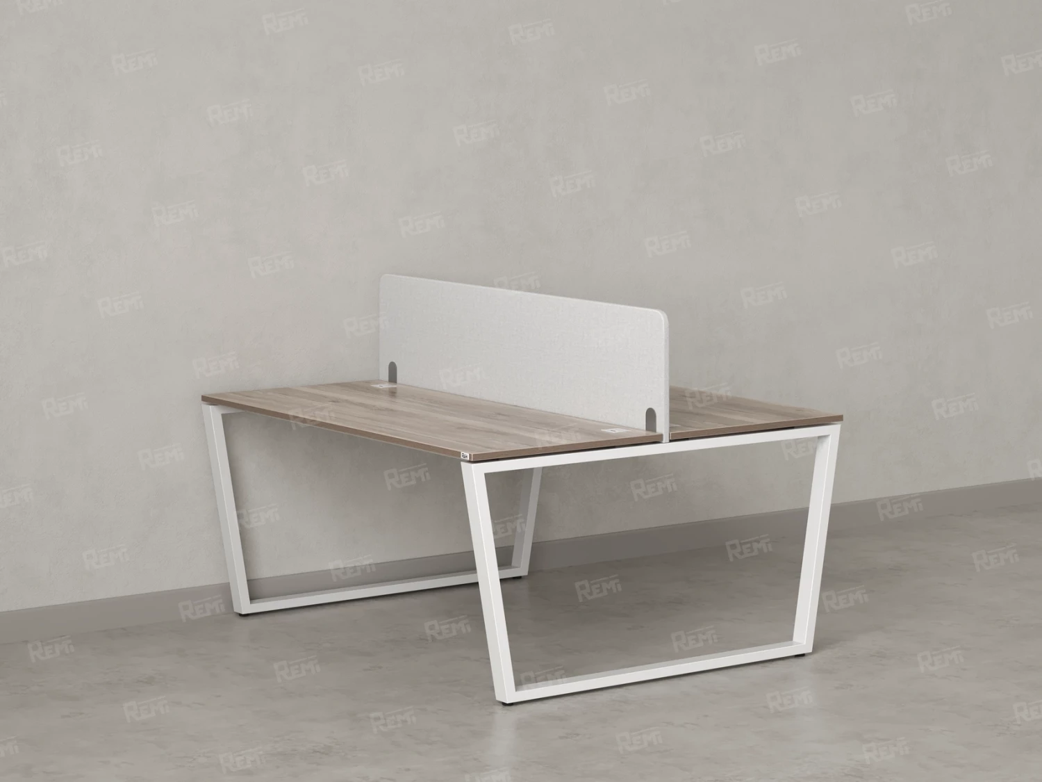 Бенч-система, 2 рабочих места, с одним тканевым экраном 1600x1200x750 RM172-1-16x12 Дуб Маувелла/Белый