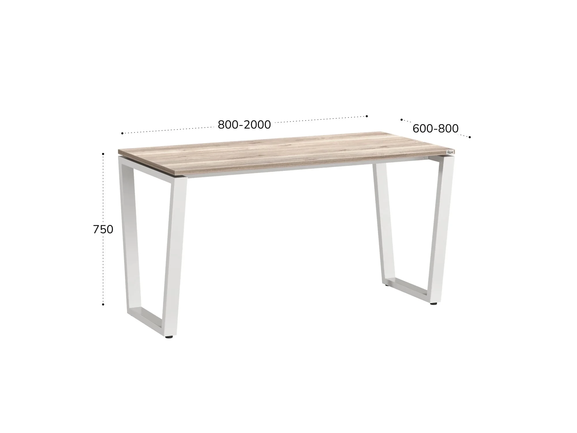 Стол прямой на U-образных опорах 2000x800x750 RM003-20x8 Дуб Маувелла/Белый