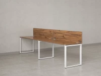 Бенч-система в 1 ряд, 2 рабочих места 2 ЛДСП экранов 3200x800x750 RM168-4-32x8 Дуб Юстус/Белый