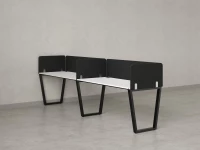 Бенч-система в 1 ряд, 2 рабочих места 5 тканевых экранов 3200x700x750 RM174-1-32x7 Белый/Черный