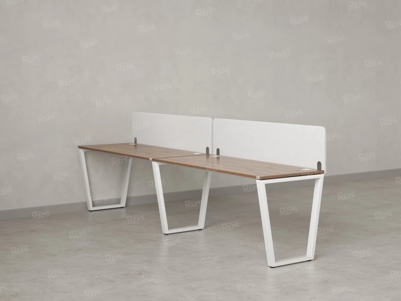 Бенч-система в 1 ряд, 2 рабочих места 2 тканевых экранов 2700x600x750 RM174-3-27x6 Дуб Юстус/Белый