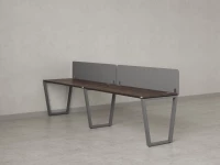 Бенч-система в 1 ряд, 2 рабочих места 2 тканевых экранов 3600x700x750 RM174-3-36x7 Дуб Апрельский шоколад/Серый