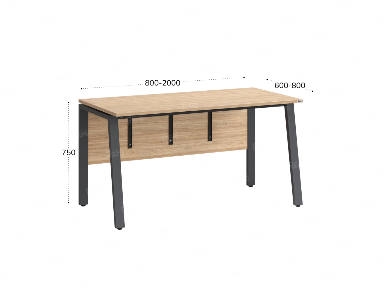 Стол прямой, Л-опора, экран ЛДСП,парящая стол-ца 800x700x750 RM009-8x7 Вяз Швейцарский светлый/Серый