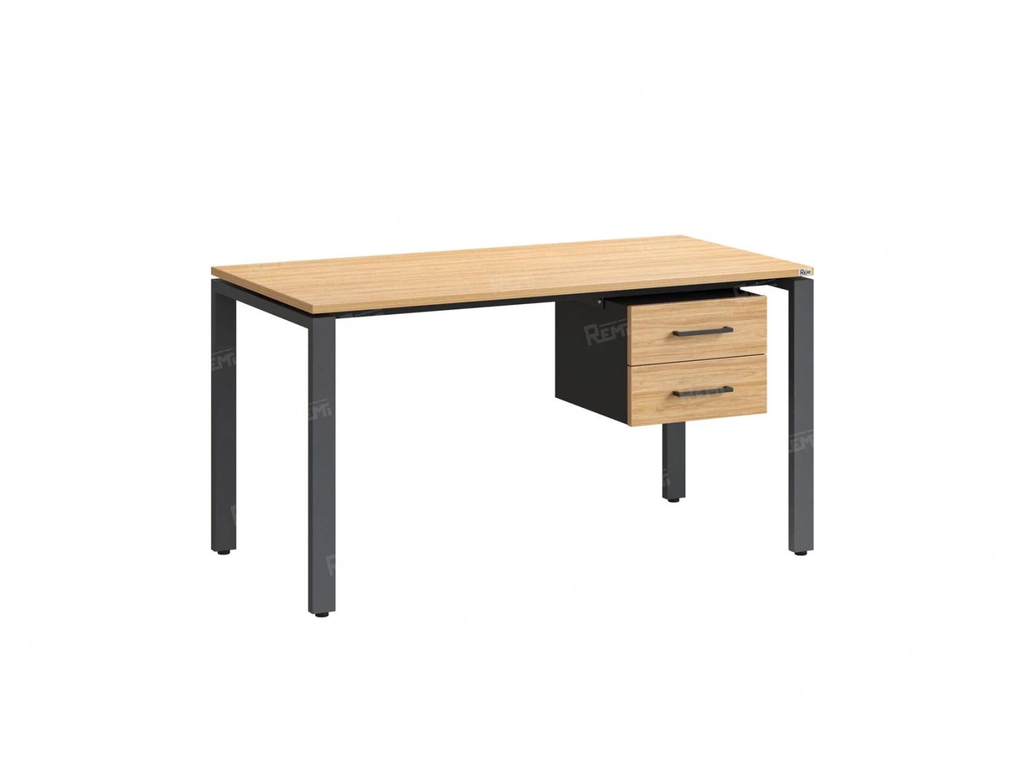 Стол прямой с подвесной тумбой 2 ящика, П-опора 2000x700x750 RM039-20x7 Вяз Швейцарский светлый/Серый
