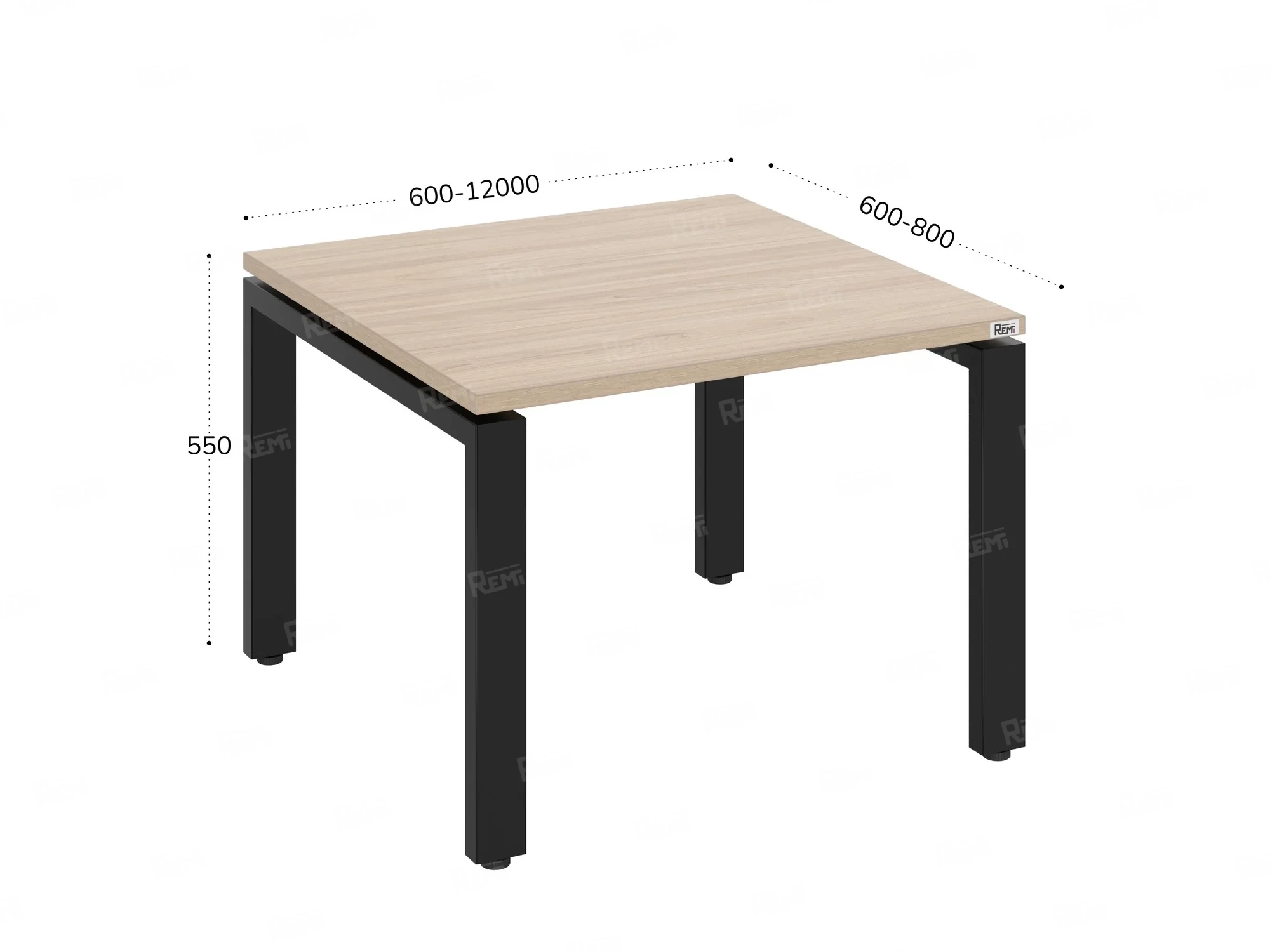 Журнальный стол с полкой 800x600x550 RM183-8x6 Вяз Швейцарский светлый/Черный