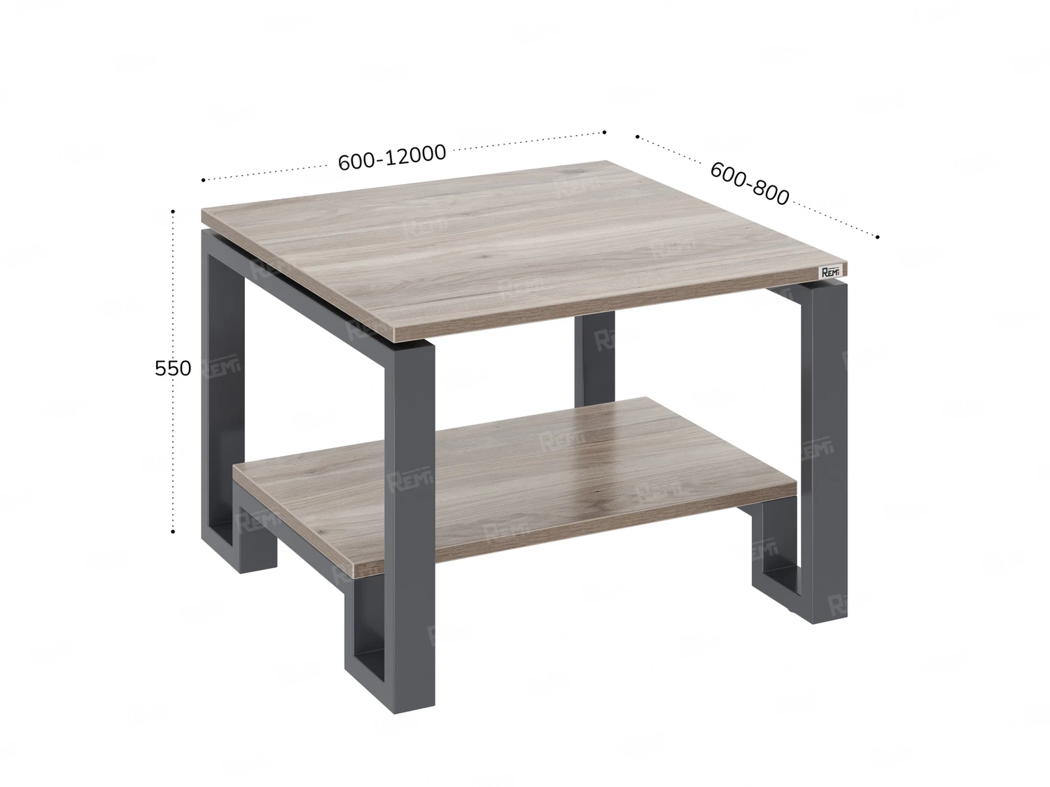 Журнальный стол с полкой 900x800x550 RM181-9x8 Дуб Маувелла/Серый