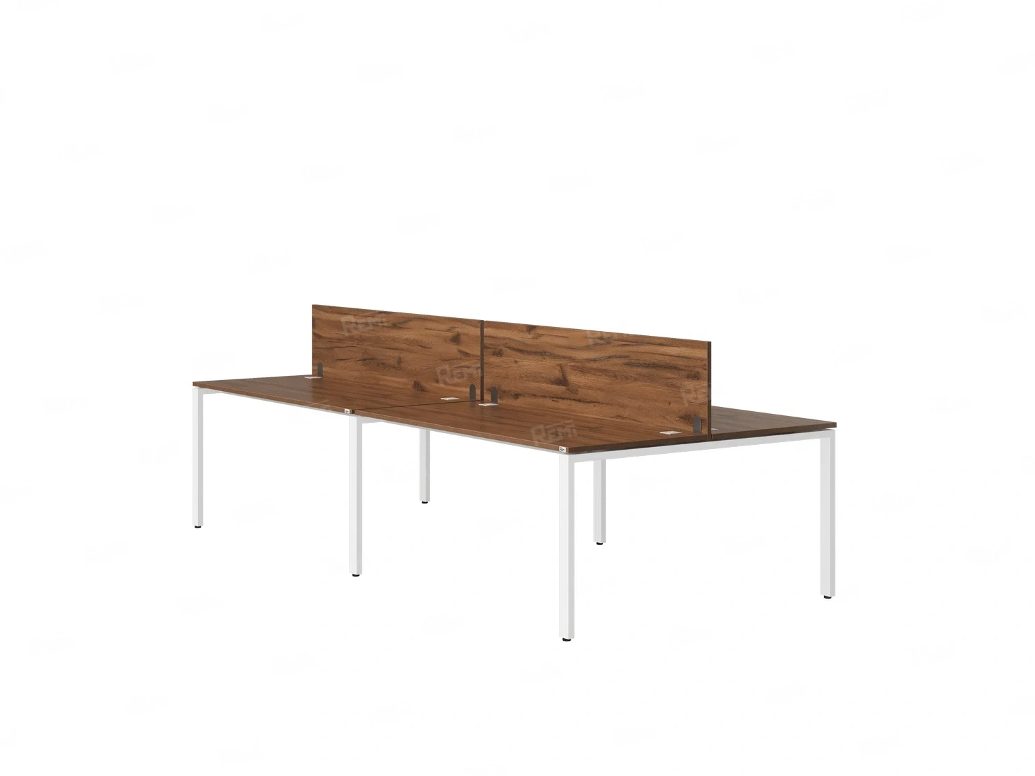 Бенч-система, 4 рабочих места, на П-образных опорах, 2 ЛДСП экранов 3200x1600x750 RM166-4-16x16 Дуб Юстус/Белый