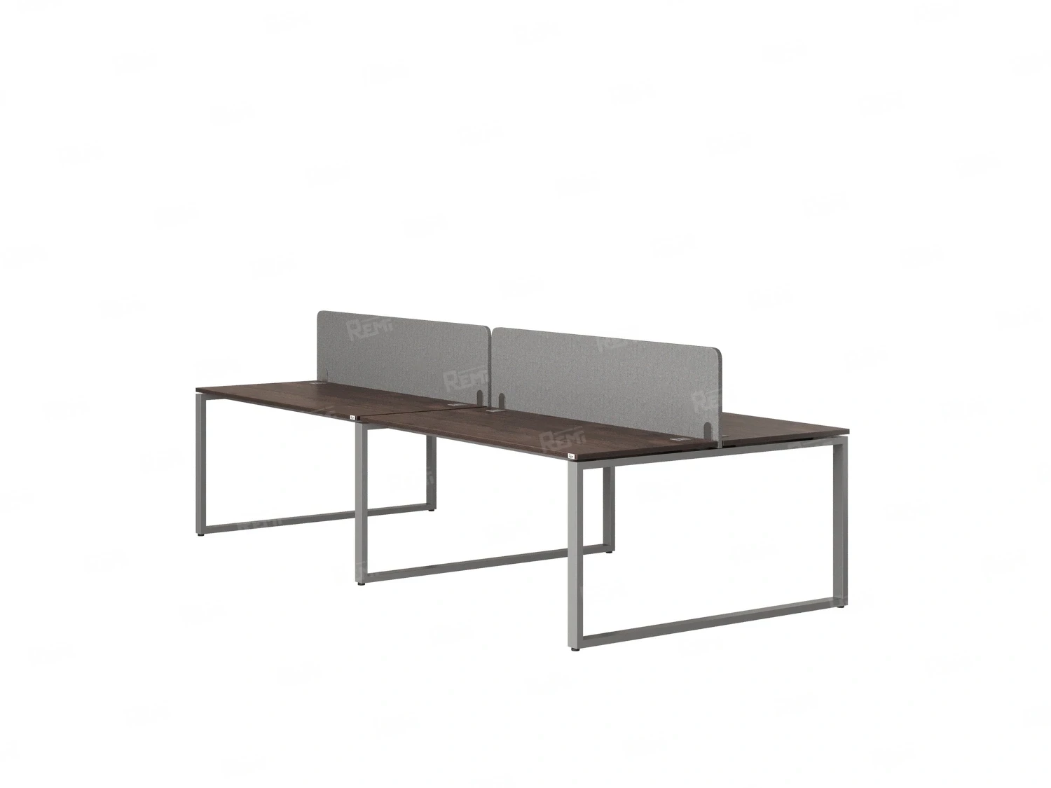 Бенч-система, 4 рабочих места, на О-образных опорах, 2 тканевых экранов 2400x1200x750 RM170-3-12x12 Дуб Апрельский шоколад/Серый
