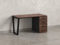 Стол прямой с тумбой на U-образных опоре, правый 1800x700x750 RM101-18x7 Дуб Апрельский шоколад/Черный