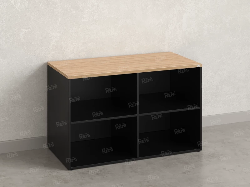 Стеллаж низкий, 4 ячейки 1200х600х750 RM146-12x6 Вяз Швейцарский светлый/Черный