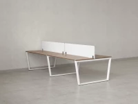 Бенч-система, 4 рабочих места, на U-образных опорах, 2 тканевых экранов 2800x1200x750 RM173-3-14x12 Дуб Юстус/Белый