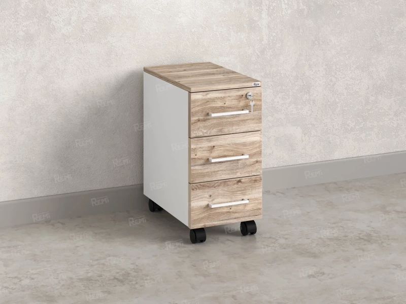 Тумба мобильная,3 ящика 300x500x600 RM123-30x50 Дуб Маувелла/Белый