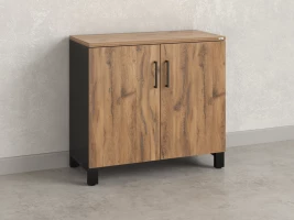 Шкаф низкий распашной, 2 уровня 900x600x850 RM147-90x60 Дуб Юстус/Черный