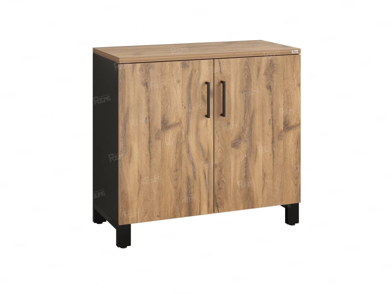 Шкаф низкий распашной, 2 уровня 900x600x850 RM147-90x60 Дуб Юстус/Черный