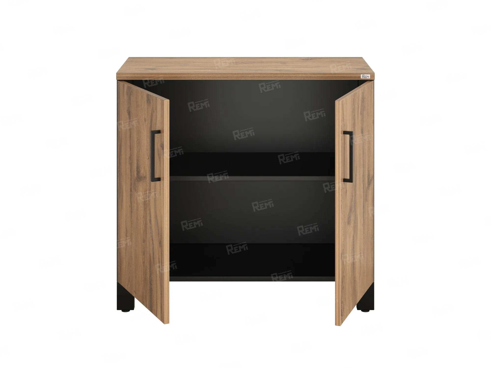 Шкаф низкий распашной, 2 уровня 900x600x850 RM147-90x60 Дуб Юстус/Черный