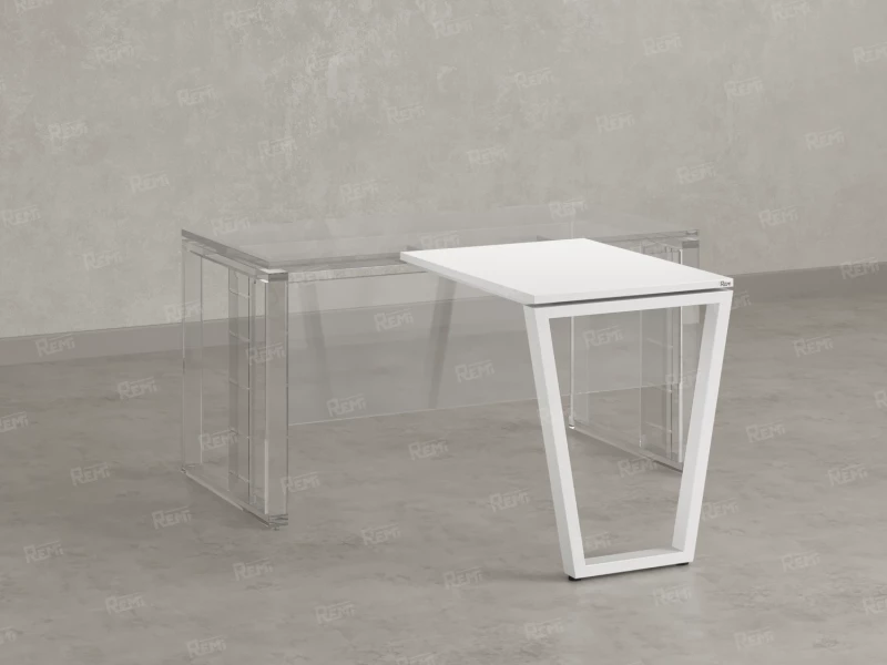 Брифинг прямой, с парящей столешнецей, на U-образном каркасе 1300x600x750 RM074-13x6 Белый/Белый