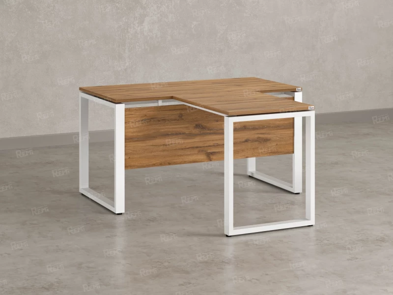 Стол с брифингом с парящей столешницей на О-образных опорах с экраном ЛДСП RM045-10x8 1000x1800x750 Дуб Юстус/Белый