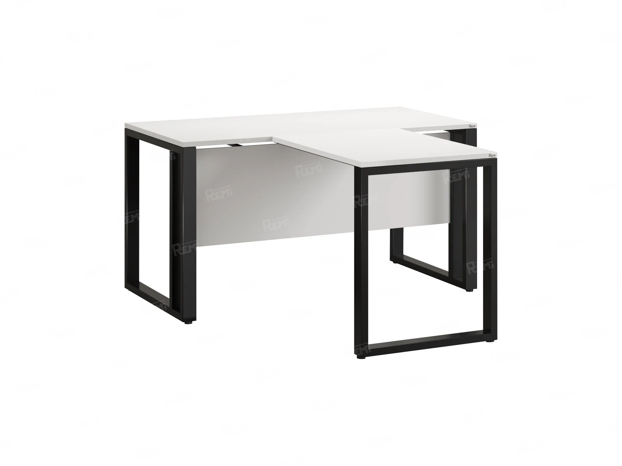 Стол с брифингом на О-образных опорах с экраном ЛДСП RM046-10x7 1000x1700x750 Белый/Черный