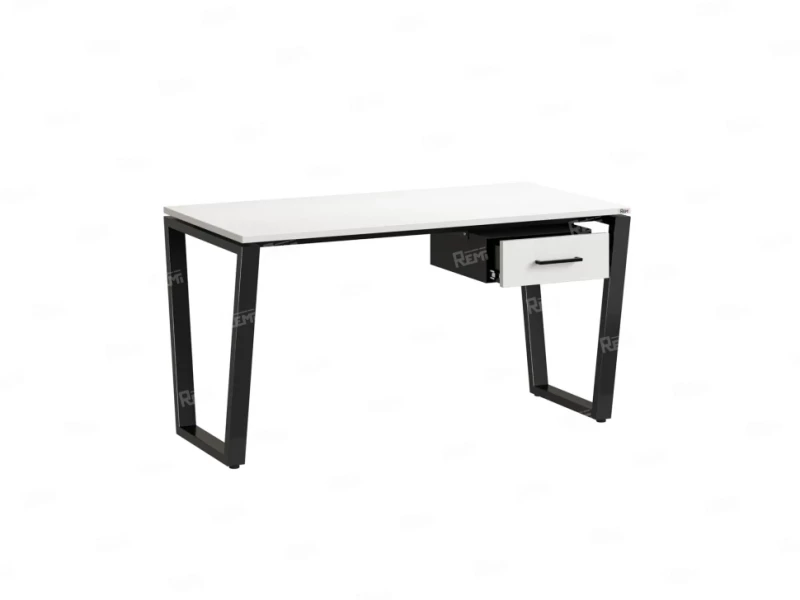 Стол прямой с подвесной тумбой, U-опора 1800x600x750 RM034-18x6 Белый/Черный