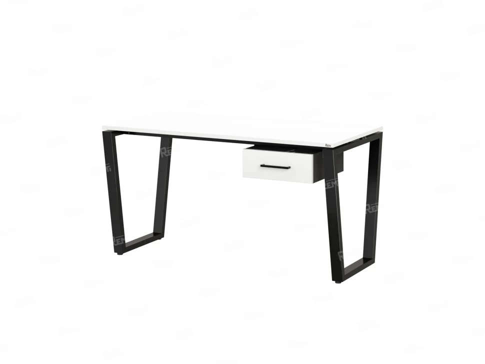 Стол прямой с подвесной тумбой, U-опора 1800x600x750 RM034-18x6 Белый/Черный