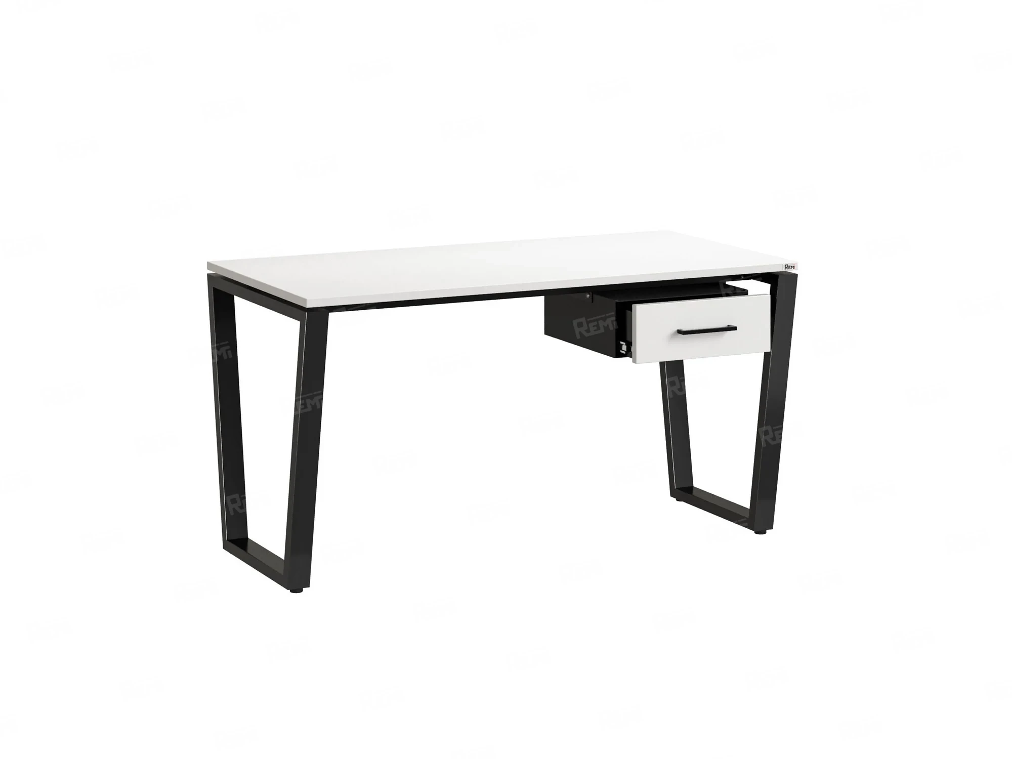 Стол прямой с подвесной тумбой, U-опора 1800x600x750 RM034-18x6 Белый/Черный
