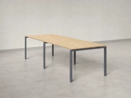 Cтол для переговоров, на П-образном каркасе 2500x1400x750 RM080-250x140 Вяз Швейцарский светлый/Серый