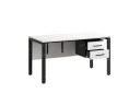 Стол прямой, подвесная тумба, ЛДСП экран, П-опора 1800x800x750 RM031-18x8 Белый/Черный