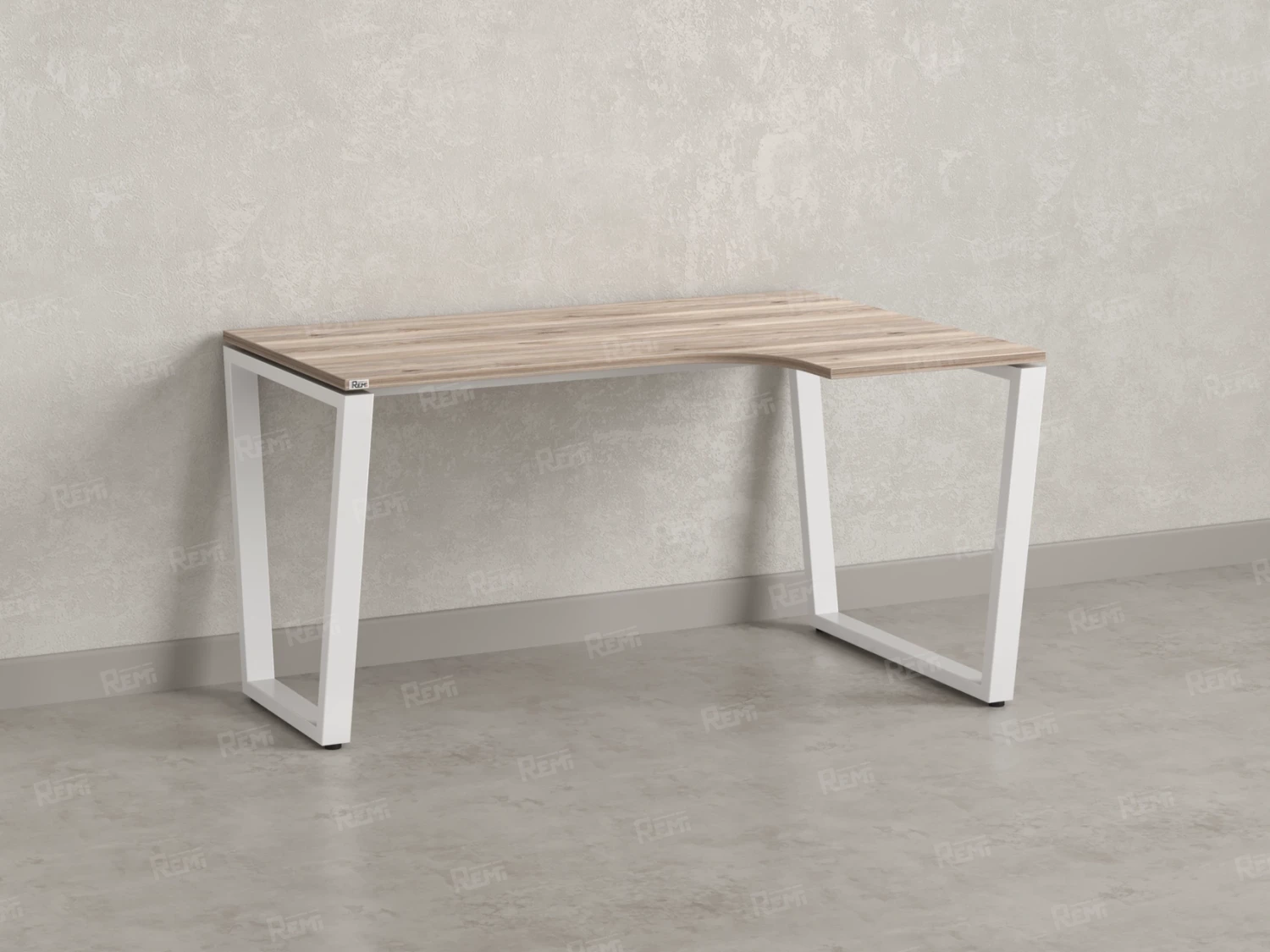 Стол угловой, U-опора, правый 1600x800/1000x750, RM050-16x8-10 Дуб Маувелла/Белый