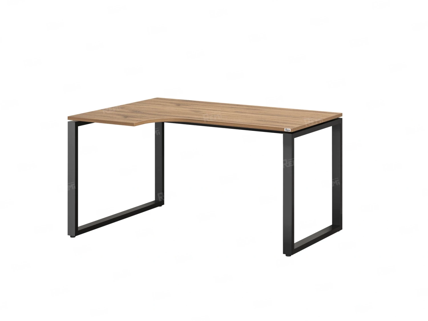 Стол угловой, О-опора, левый 1600x900/1200x750, RM055-16x9-12 Дуб Юстус/Черный