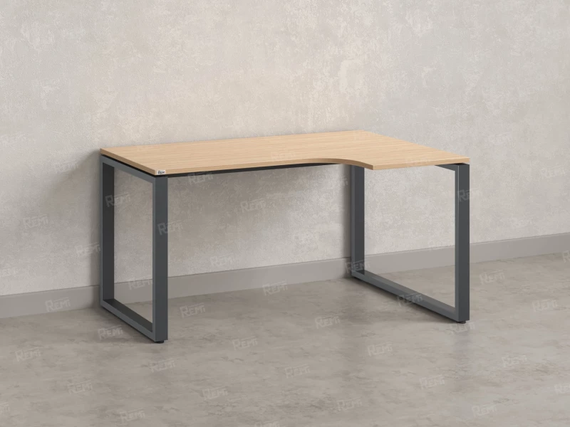 Стол угловой, О-опора, правый 1800x700/900x750, RM054-18x7-9 Вяз Швейцарский светлый/Серый