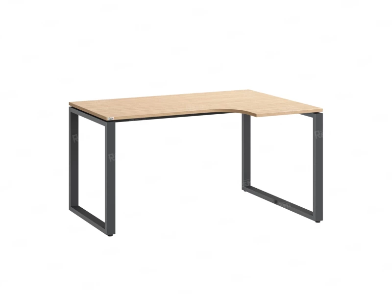 Стол угловой, О-опора, правый 1800x700/900x750, RM054-18x7-9 Вяз Швейцарский светлый/Серый