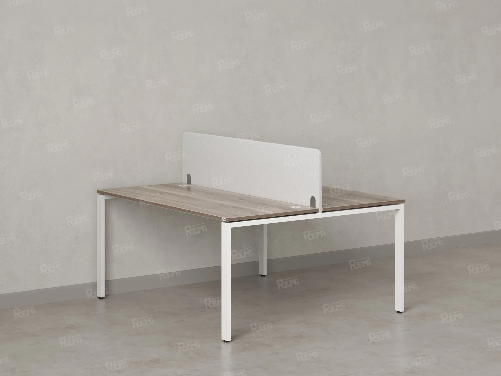 Бенч-система, 2 рабочих места, с одним тканевым экраном 1800x1600x750 RM165-1-18x16 Дуб Маувелла/Белый