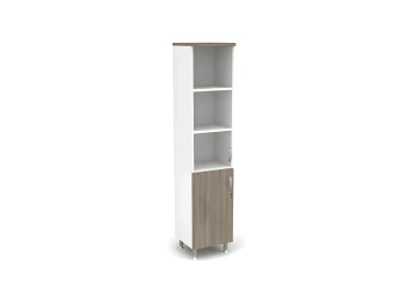 Шкаф закрытый комбинированный, стекло 5 уровней левый 450х430х2080 RB060-45х43L Шорвуд/Белый