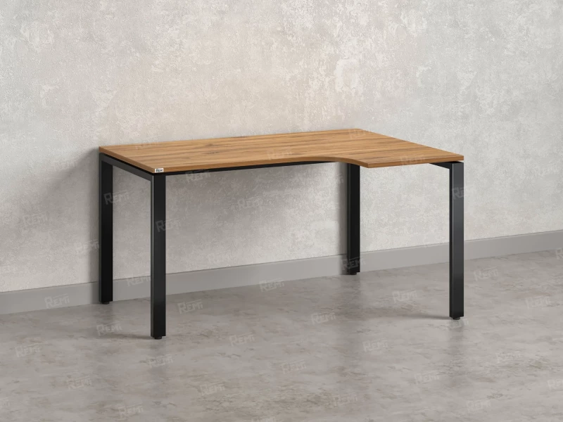 Стол угловой, П-опора, правый 1800x900/1200x750, RM052-18x9-12 Дуб Юстус/Черный