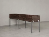 Бенч-система в 1 ряд, 2 рабочих места 5 ЛДСП экранов 2700x800x750 RM167-2-27x8 Дуб Апрельский шоколад/Серый