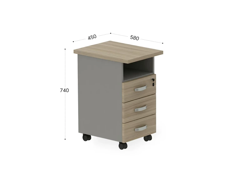 BRL RB091-45х58L Тумба приставная левая 450х580х740 Шорвуд/Серый вулканический