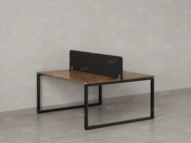 Бенч-система, 2 рабочих места, с одним тканевым экраном 1000x1600x750 RM169-1-10x16 Дуб Юстус/Черный