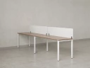 Бенч-система в 1 ряд, 2 рабочих места 2 тканевых экранов 2700x600x750 RM167-3-27x6 Дуб Юстус/Белый