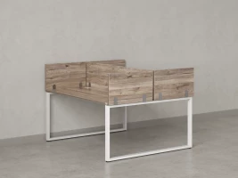 Бенч-система, 2 рабочих места, 5 ЛДСП экранов 1200x1400x750 RM169-4-12x14 Дуб Маувелла/Белый