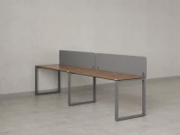Бенч-система в 1 ряд, 2 рабочих места 2 тканевых экранов 2700x600x750 RM168-3-27x6 Дуб Юстус/Серый
